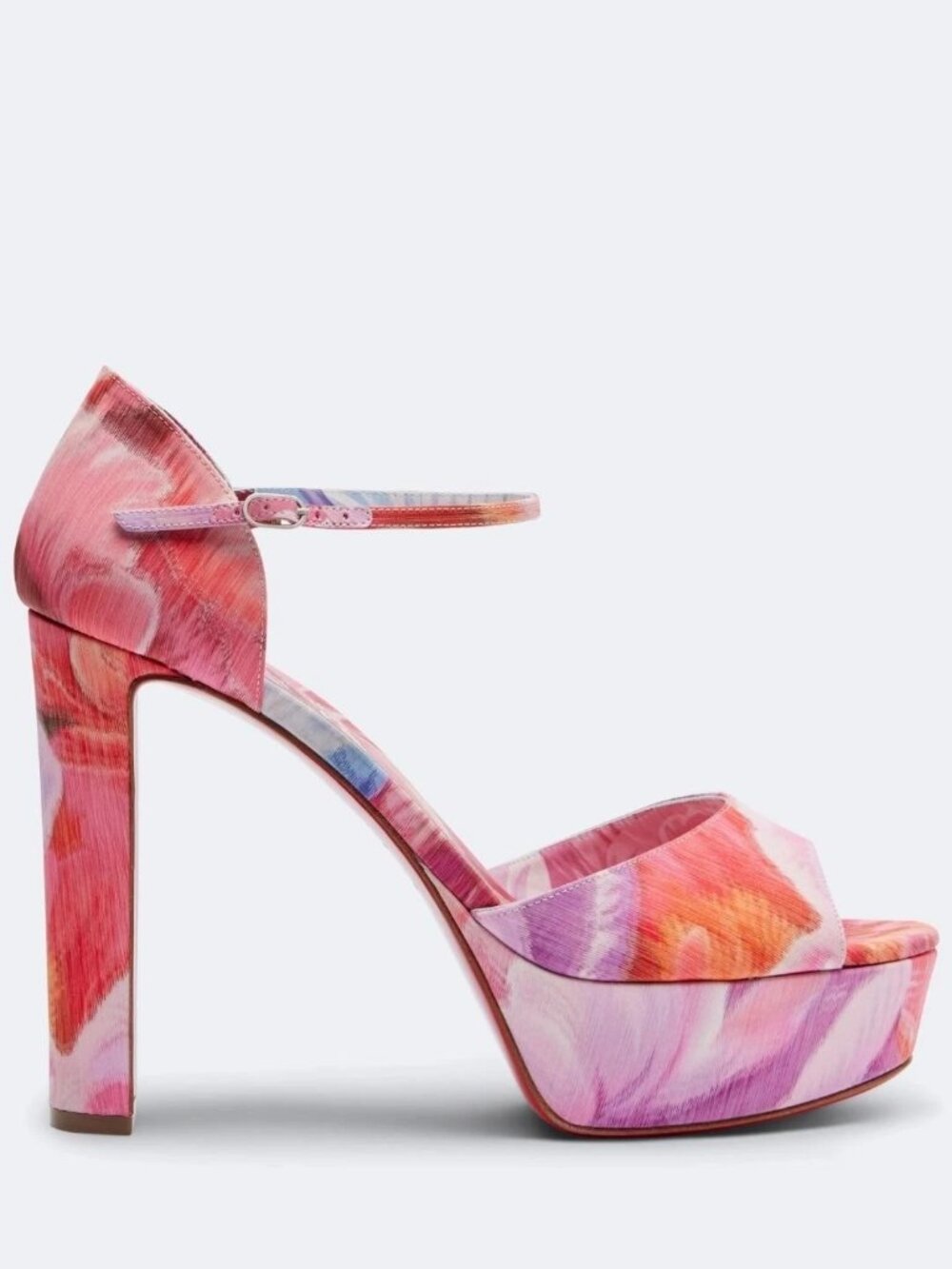Christian Louboutin SANDALOO Peonies Flower Platform Mary Jane Heels Sandals